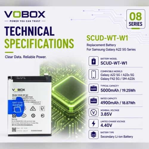 Long-Life Pure-Cobalt Battery SCUD-WT-W1 for Samsung A22 5G and More</trp-post...