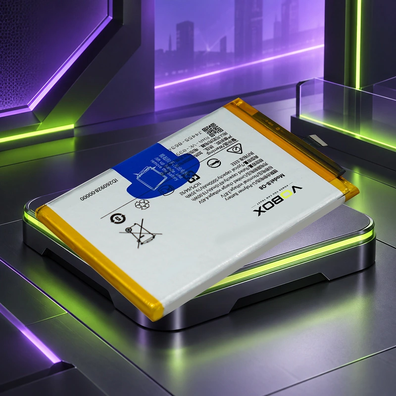 Five vivo and iQOO Models from One 5000mAh B-O8 Battery - Product Vivo B O8 03 Angle - VOBOX Phone Replacement Battery Man...