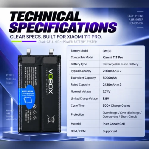 High-Power Dual-Cell Battery BM58 for Xiaomi 11T PRO - Xi...